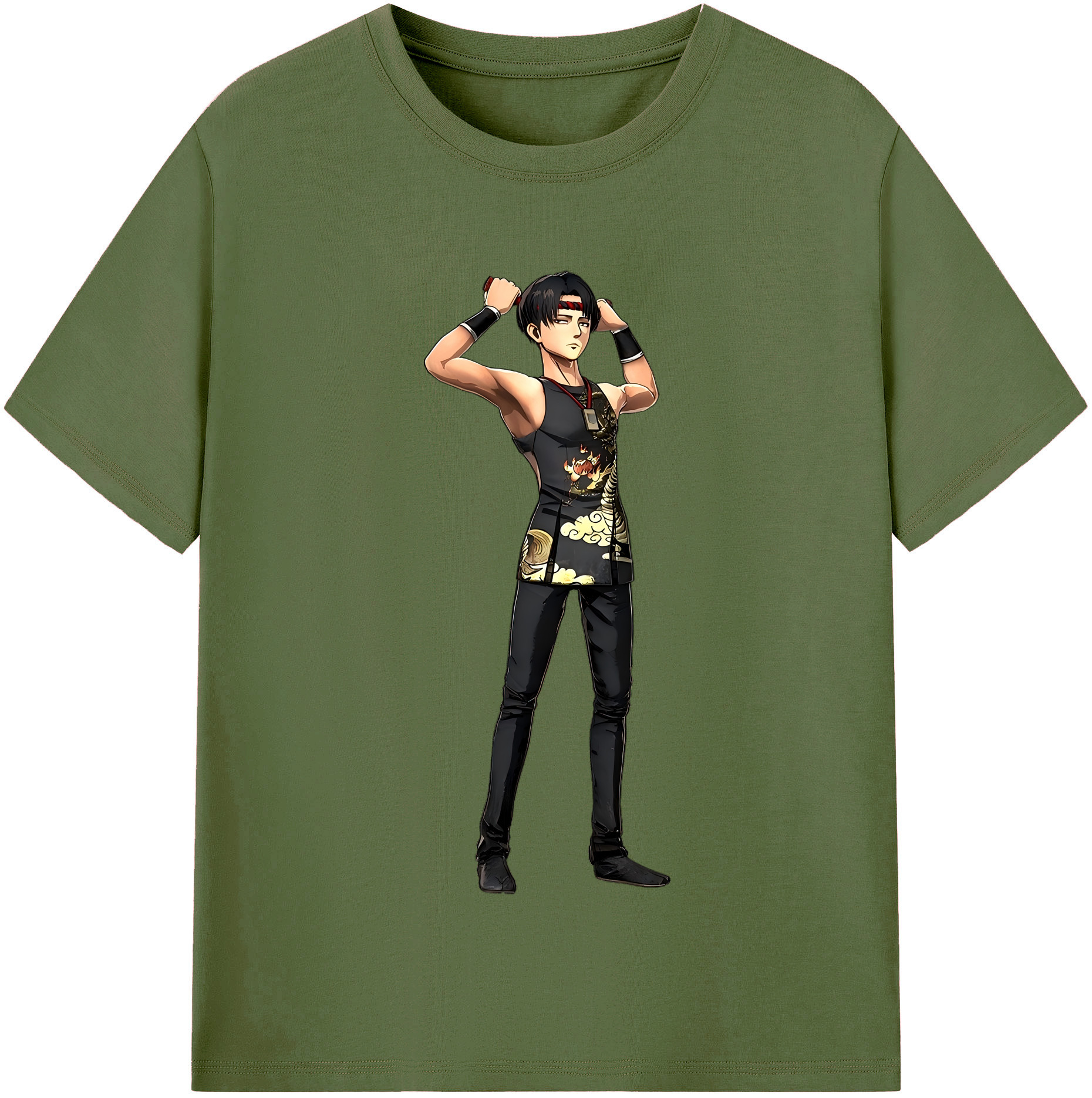 （画像用） 進撃の巨人 リヴァイ·アッカーマン Attack on Titan Levi Ackerman 綿100％半袖Tシャツ（フロントプリント）
